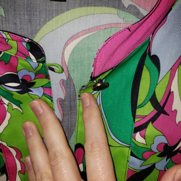 Talbots 12 nehru button collar multicolored floral - Picture 3 of 13